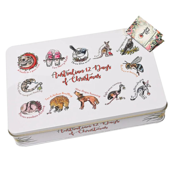 Banksia Red 12 Days Of Christmas Tin Contains Butter Shortbread Fingers Collectable Tin