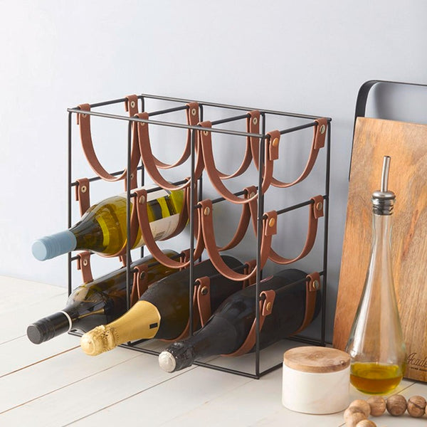 Academy "Orwell" 9 Bottle Wine Rack Black & Brown 32x17x32cm