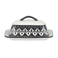 Aleah Ceramic Black & White Butter Dish