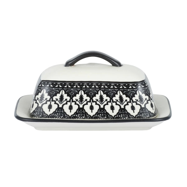 Aleah Ceramic Black & White Butter Dish