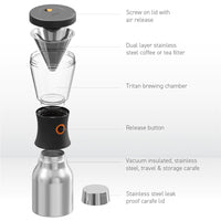 Asobu Cold Brew Coffee Maker - Black or Stainless Steel