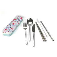 Carry your Cutlery Set - Stainless Steel 6 Piece Set in Tin Assorted Designs