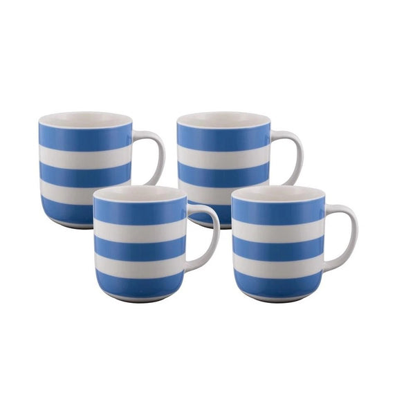 Bundanoon Mug Company Royal Blue Striped Set of 4 Mugs 400ml
