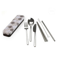 Carry your Cutlery Set - Stainless Steel 6 Piece Set in Tin Assorted Designs