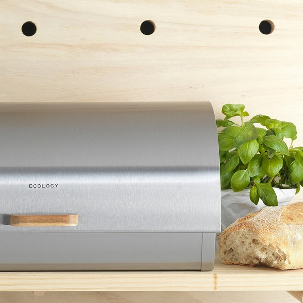 Ecology Provisions Stainless Steel & Acacia Bread Bin