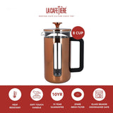 La Cafetiere Pisa Coffee Press Stainless Steel Copper Finish
