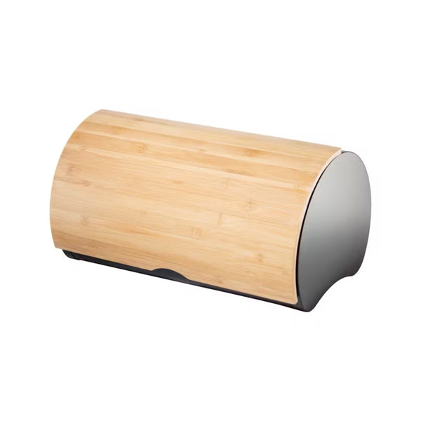 Oggi Black Bread Box with Bamboo Lid