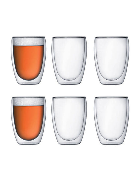 Bodum Pavina Double Walled Glasses, 80ml, 250ml, 350ml - Sets of 6