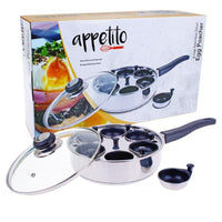 Appetito 6 cup S/S Egg Poacher with glass lid