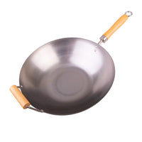Carbon Steel Woks with Wooden Handle