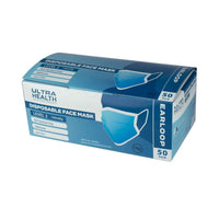 Ultra Health Disposable Face Masks - Box of 50