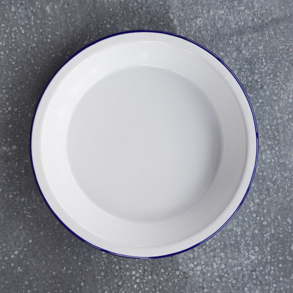 Falcon Enamel Pie Plate 25cm White and Blue