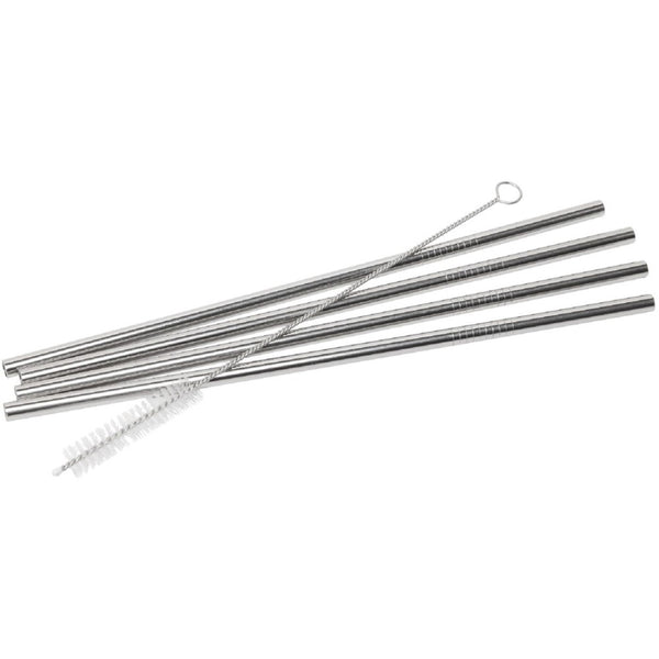 Wiltshire Stainless  Steel Straws Pack of 4 Includes Cleaning Brush